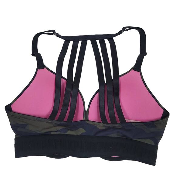 Victoria Secret Pink Black/Green Camo Wear Everywhere Push Up 34D - Picture 2 of 6